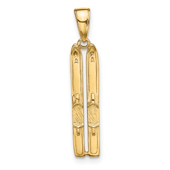 Gold Polished Snow Skiing Pendants