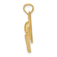 14K Yellow Gold Basketball in Hoops Pendant with Backboard view 2