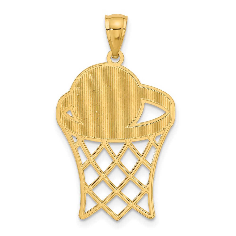 14k Basketball in Hoop Diamond Cut Pendant (C3584)