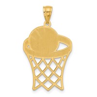 14K Yellow Gold Basketball in Hoop Diamond Cut Pendant view 3