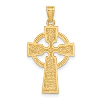 14K Yellow Gold Diamond-cut Celtic Cross Pendant view 3