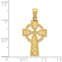 14K Yellow Gold Diamond-cut Celtic Cross Pendant view 4