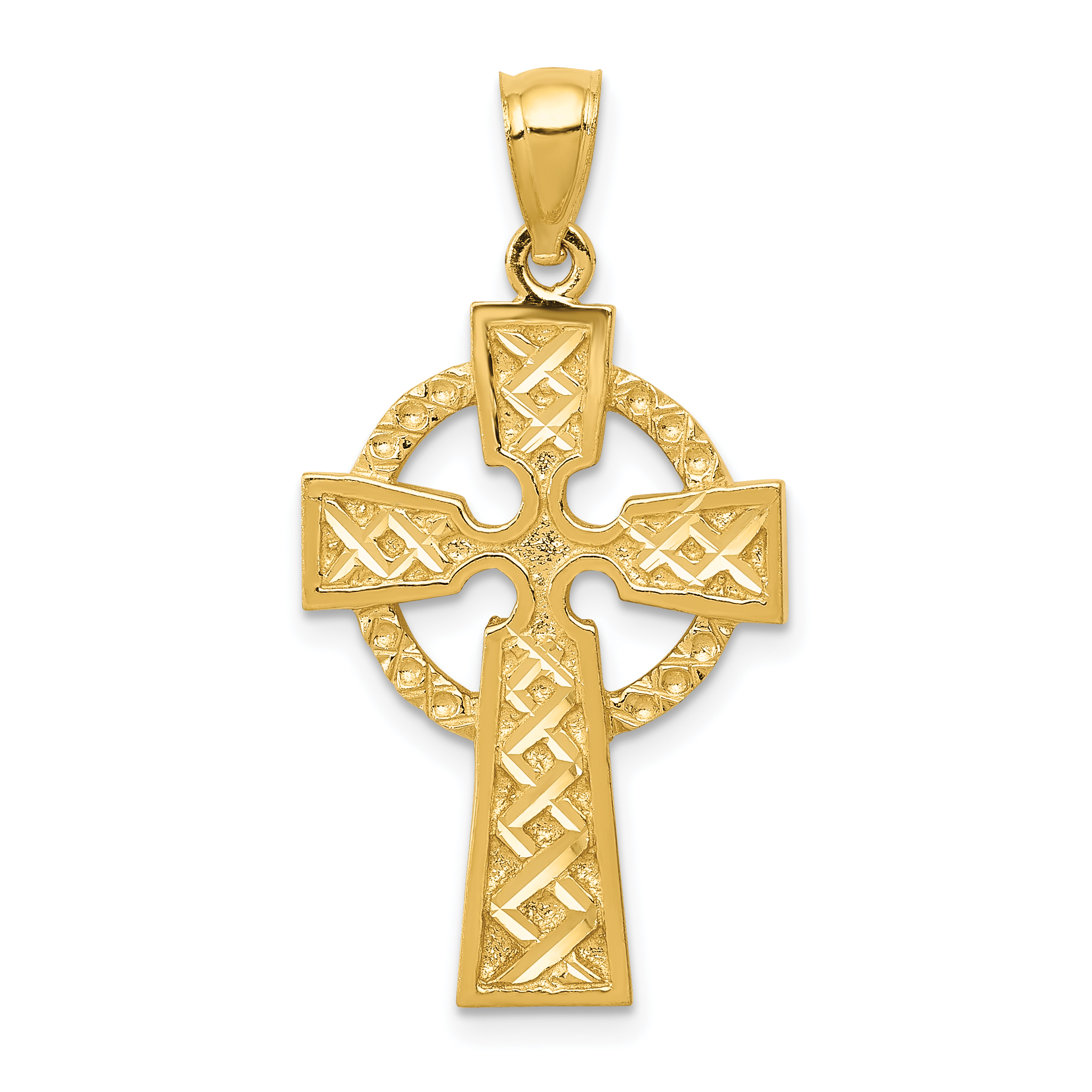 14k Diamond-cut Celtic Cross Pendant (C3608)