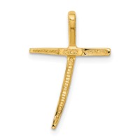 14K Yellow Gold Polished Curved Cross Chain Slide view 3
