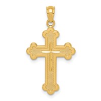 14K Yellow Gold Budded Cross Pendant view 1