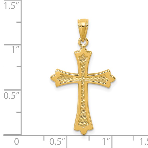 14k Fleur de Lis Cross Pendant