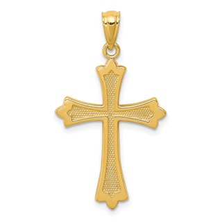 14k Fleur de Lis Cross Pendant