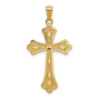 14K Yellow Gold Diamond-cut Cross Pendant view 1
