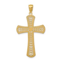 14K Yellow Gold Diamond-cut Filigree Cross Pendant view 4