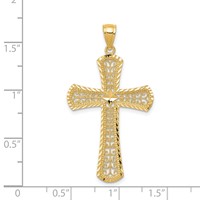 14K Yellow Gold Diamond-cut Filigree Cross Pendant view 3