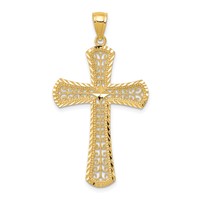 14K Yellow Gold Diamond-cut Filigree Cross Pendant view 1