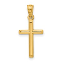 14K Yellow Gold Polished Hollow Cross Pendant view 3