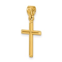 14K Yellow Gold Polished Hollow Cross Pendant view 5
