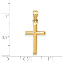14K Yellow Gold Polished Hollow Cross Pendant view 4