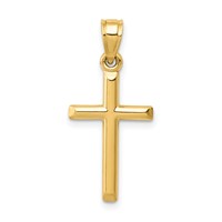 14K Yellow Gold Polished Hollow Cross Pendant view 1
