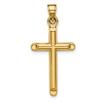 14K Yellow Gold 3-D Hollow Cross Pendant view 3
