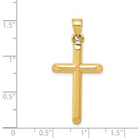 14K Yellow Gold 3-D Hollow Cross Pendant view 4