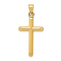 14K Yellow Gold 3-D Hollow Cross Pendant view 1