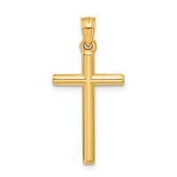 14K Yellow Gold Polished Hollow Cross Pendant view 3