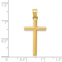 14K Yellow Gold Polished Hollow Cross Pendant view 4