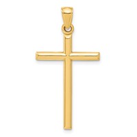 14K Yellow Gold Polished Hollow Cross Pendant view 3