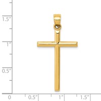 14K Yellow Gold Polished Hollow Cross Pendant view 4
