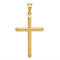 14K Yellow Gold 3-D Hollow Cross Pendant view 3