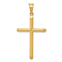 14K Yellow Gold 3-D Hollow Cross Pendant view 1