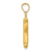 14K Yellow Gold Fleur De Lis Hollow Cross Charm view 2
