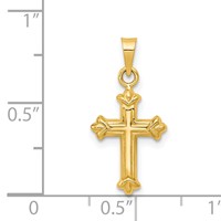 14K Yellow Gold Fleur De Lis Hollow Cross Charm view 4