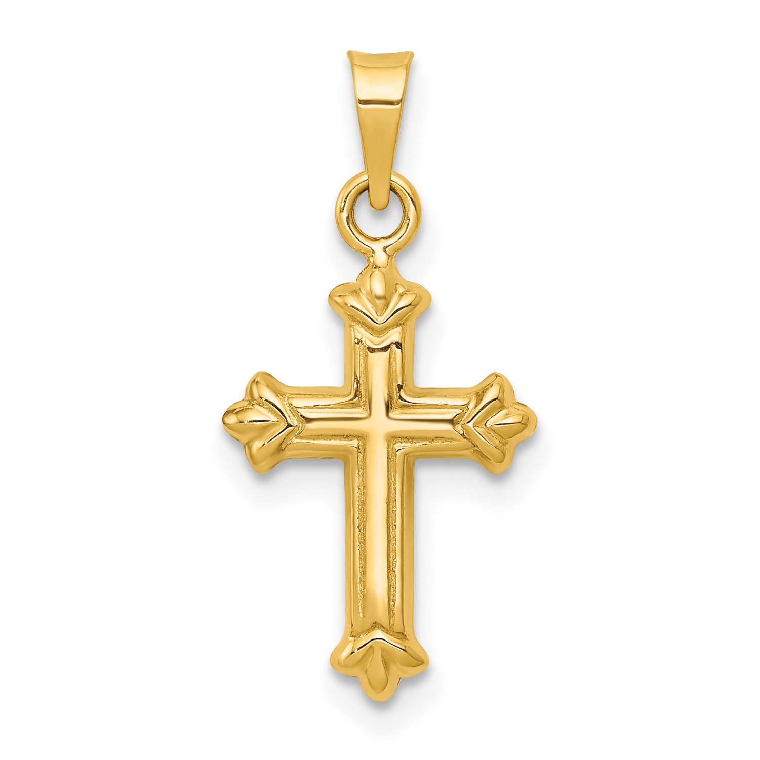 14k Fleur de Lis Hollow Cross Charm (C3637)
