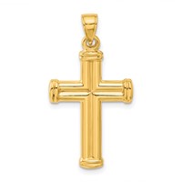 14K Yellow Gold Hollow Cross Pendant view 3