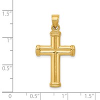 14K Yellow Gold Hollow Cross Pendant view 4