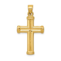 14K Yellow Gold Hollow Cross Pendant view 1