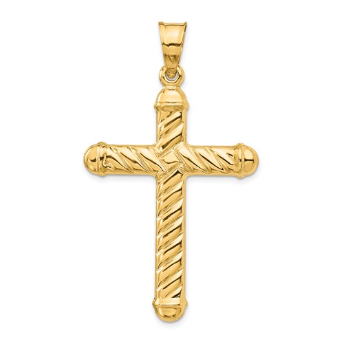 14K Yellow Gold Hollow Cross Pendant