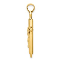 14K Yellow Gold Hollow Crucifix Pendant view 2