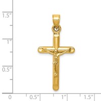 14K Yellow Gold Hollow Crucifix Pendant view 3
