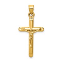 14K Yellow Gold Hollow Crucifix Pendant view 1