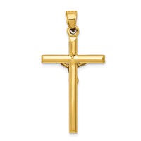 14K Yellow Gold Hollow Crucifix Pendant view 4