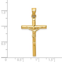14K Yellow Gold Hollow Crucifix Pendant view 3