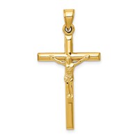 14K Yellow Gold Hollow Crucifix Pendant view 1