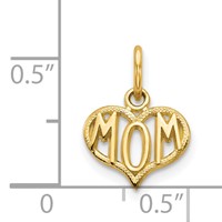 14K Yellow Gold Mom Heart Charm view 4