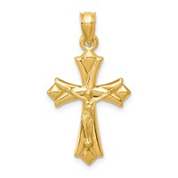 14K Yellow Gold Crucifix Reversible to Cross Pendant view 1