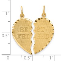 14K Yellow Gold Best Friend Diamond-cut 2-piece Charm view 4