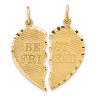 14K Yellow Gold Best Friend Diamond-cut 2-piece Charm view 1