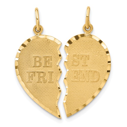 14K Yellow Gold Best Friend Diamond-cut 2-piece Charm