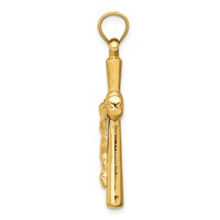 14K Yellow Gold Hollow Crucifix Reversible to X-Center Cross Pendant view 2
