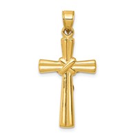 14K Yellow Gold Hollow Crucifix Reversible to X-Center Cross Pendant view 4