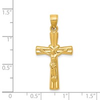 14K Yellow Gold Hollow Crucifix Reversible to X-Center Cross Pendant view 3
