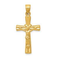 14K Yellow Gold Hollow Crucifix Reversible to X-Center Cross Pendant view 1